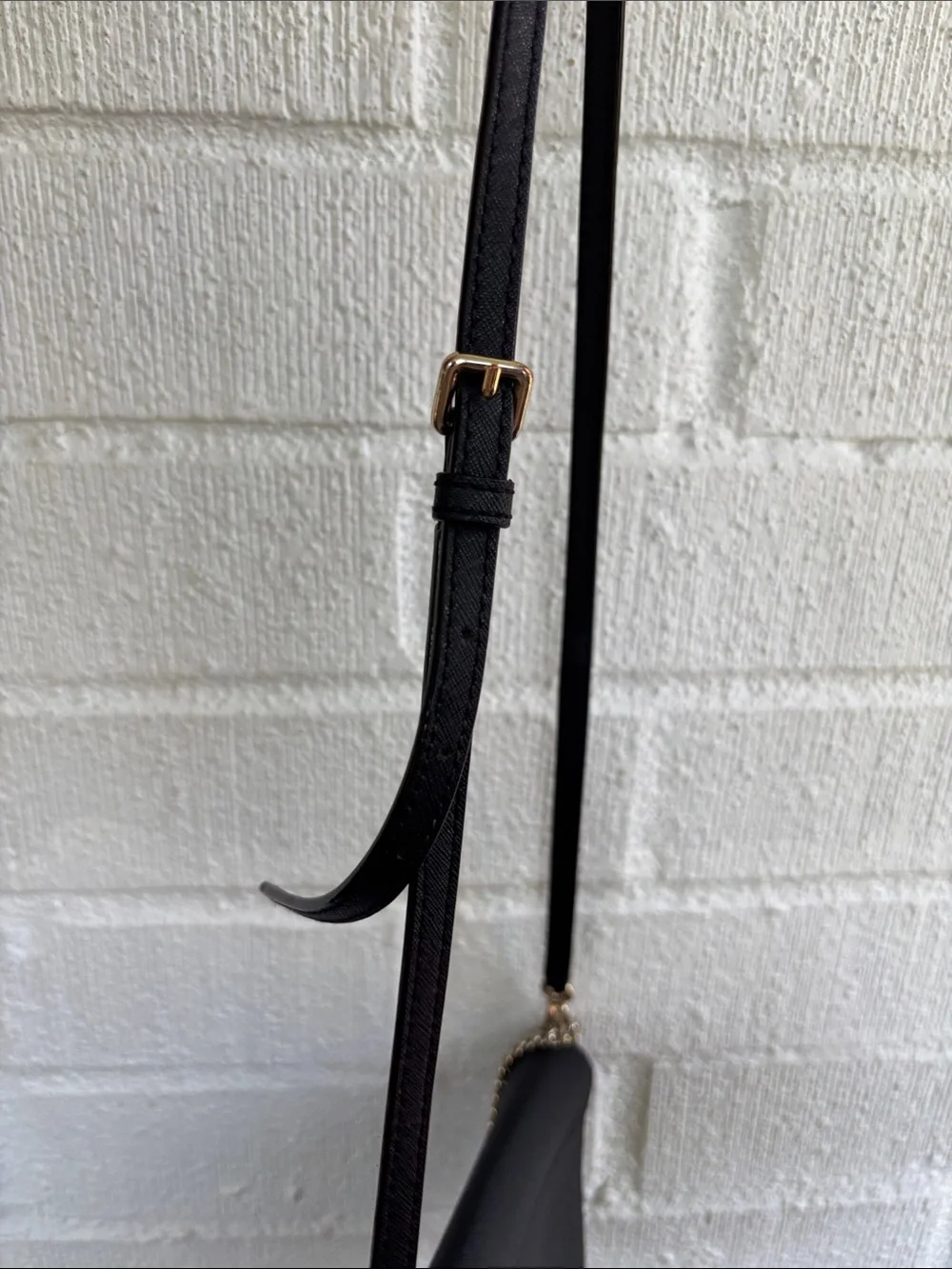 kate spade Leather Black Saffiano Chain Strap Crossbody